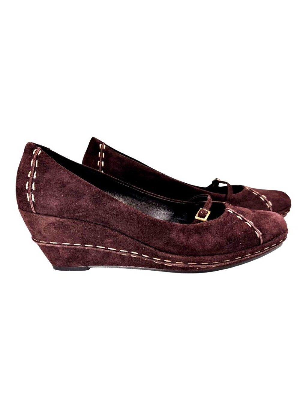Cole Haan Womens Brown Suede Mary Jane Shoes Flats Buckle Stitch Detail Size 8B